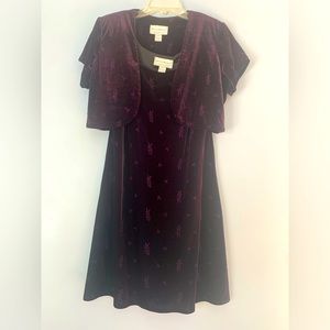 Molly Malloy Evening Dress With Jacket size 8 Purple Velvet Sleeveless Vintage